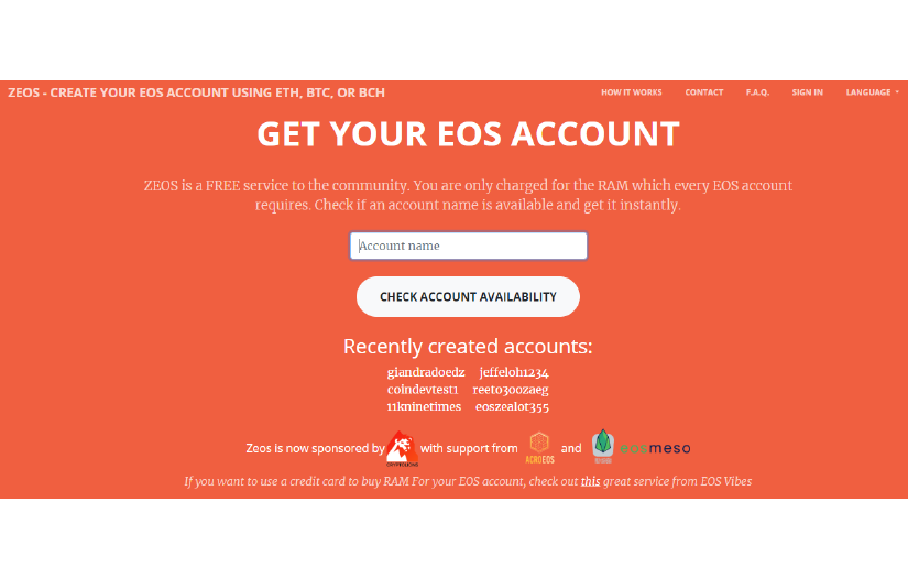ZEOS - Create your EOS account screenshot 1